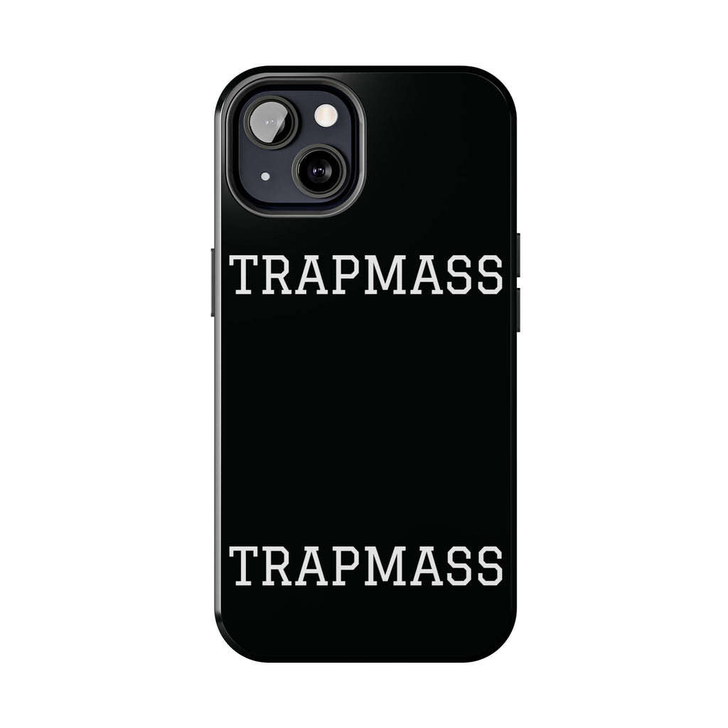 TRAPMASS Bold Text Tough Phone Case — Durable Black Protective Cover for Hip Hop Fans