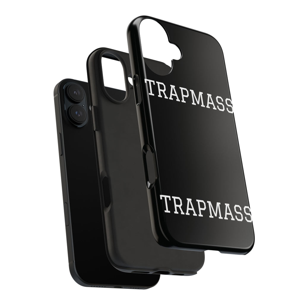 TRAPMASS Bold Text Tough Phone Case — Durable Black Protective Cover for Hip Hop Fans