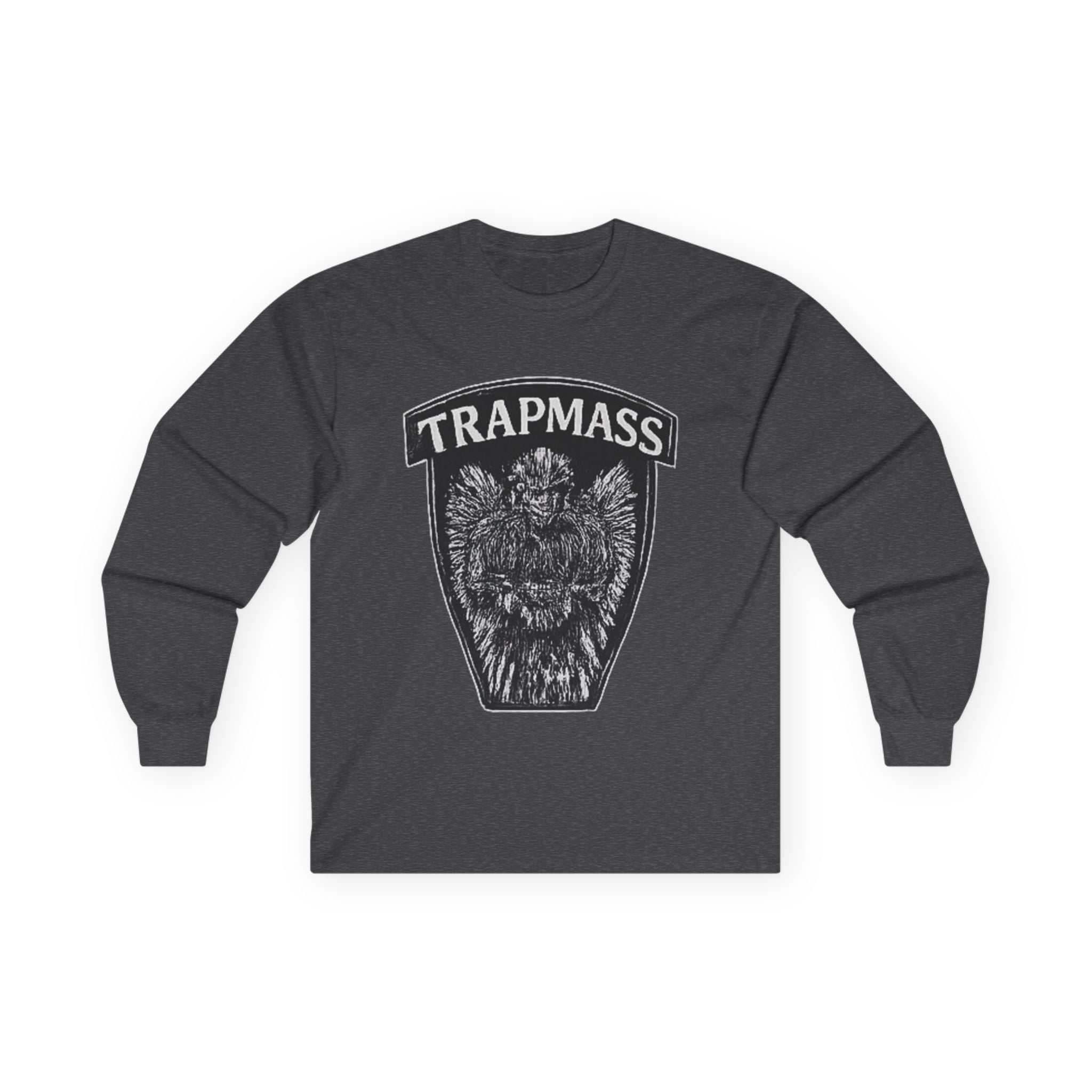 Trapmass Knife The Victory Long Sleeve Tee — Gothic Crest Graphic Shirt