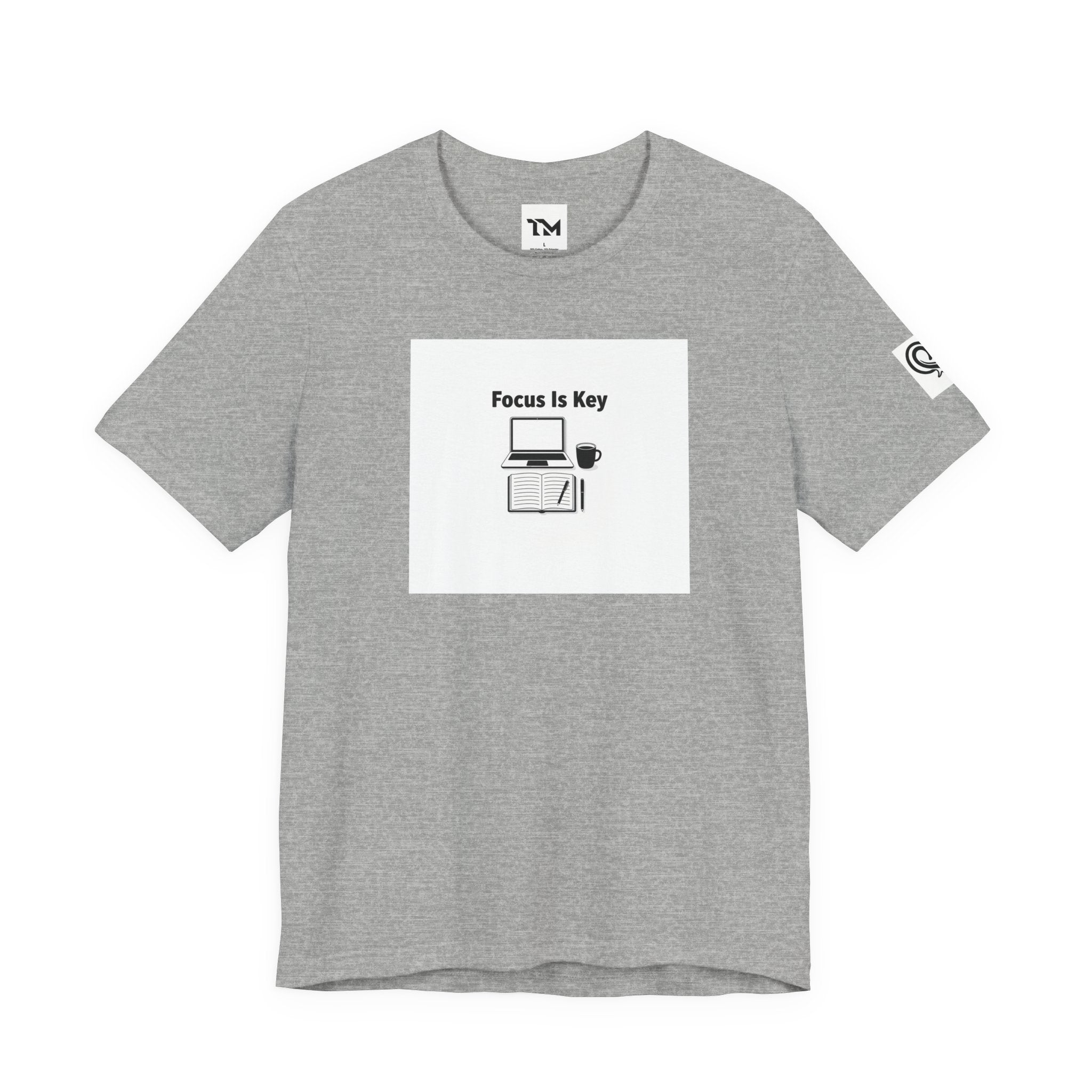Focus Is Key Tee | WFH TRAPMASS workspace tee, minimal motivational typography