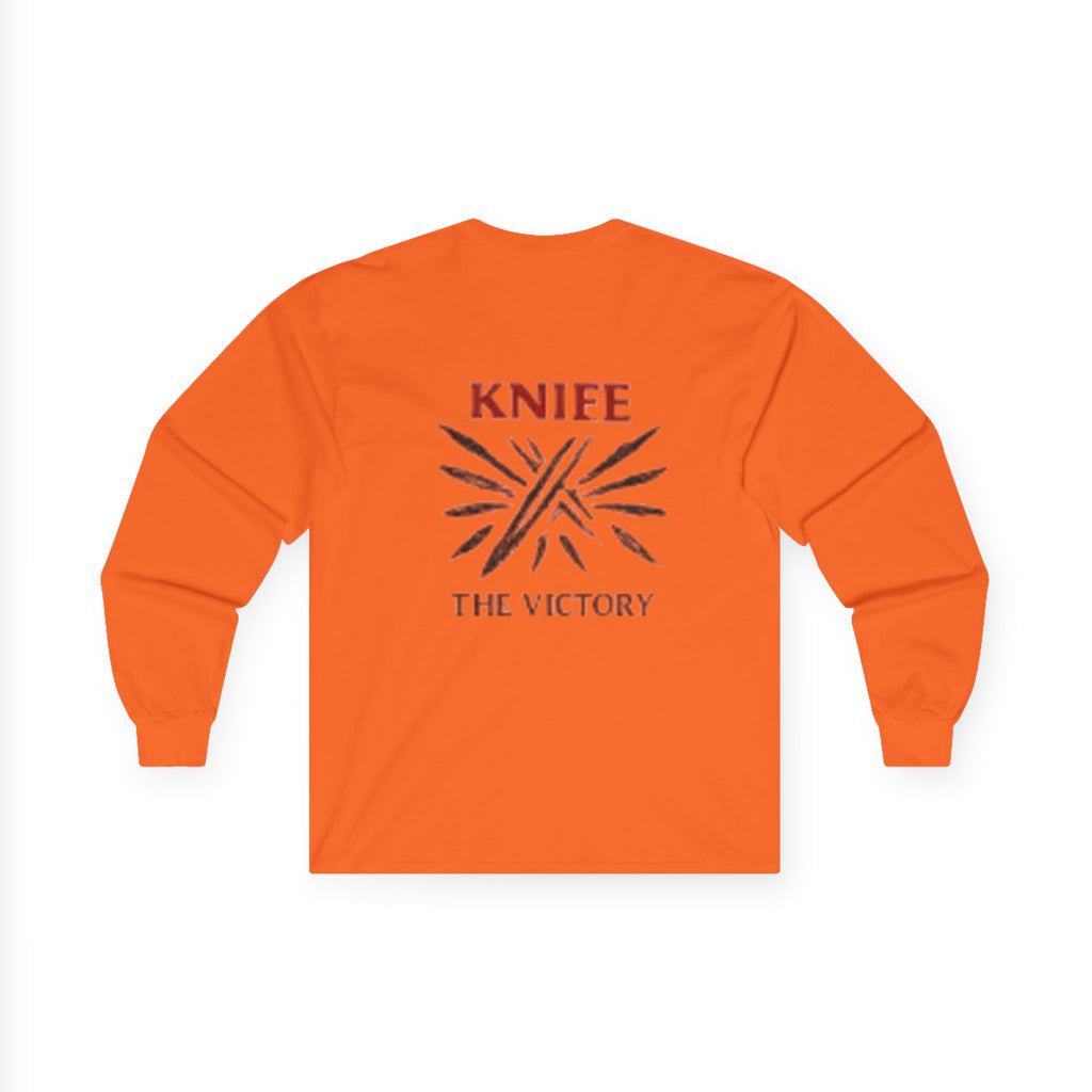 Trapmass Knife The Victory Long Sleeve Tee — Gothic Crest Graphic Shirt