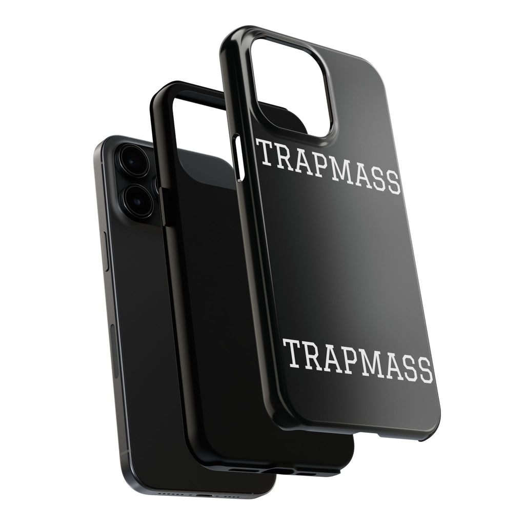 TRAPMASS Bold Text Tough Phone Case — Durable Black Protective Cover for Hip Hop Fans