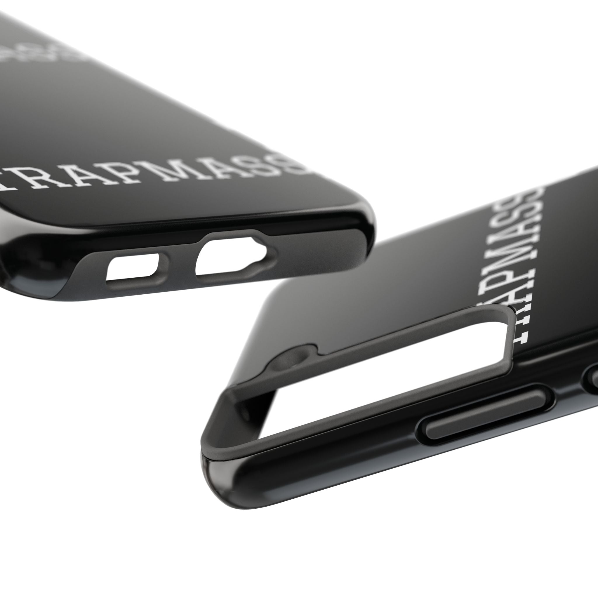 TRAPMASS Bold Text Tough Phone Case — Durable Black Protective Cover for Hip Hop Fans