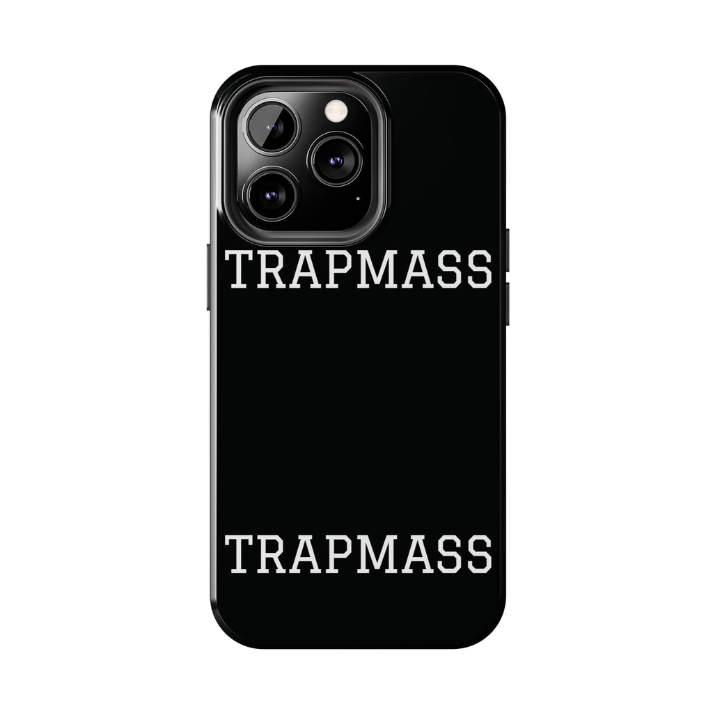 TRAPMASS Bold Text Tough Phone Case — Durable Black Protective Cover for Hip Hop Fans