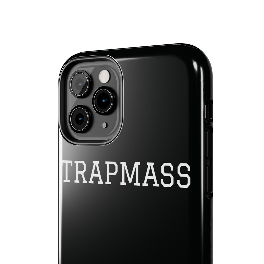 TRAPMASS Bold Text Tough Phone Case — Durable Black Protective Cover for Hip Hop Fans
