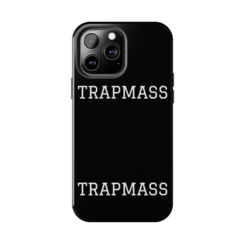 TRAPMASS Bold Text Tough Phone Case — Durable Black Protective Cover for Hip Hop Fans