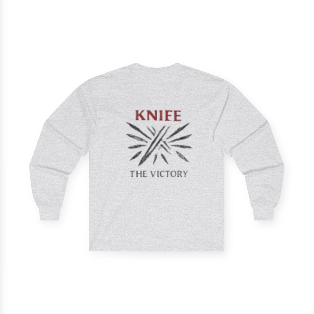 Trapmass Knife The Victory Long Sleeve Tee — Gothic Crest Graphic Shirt
