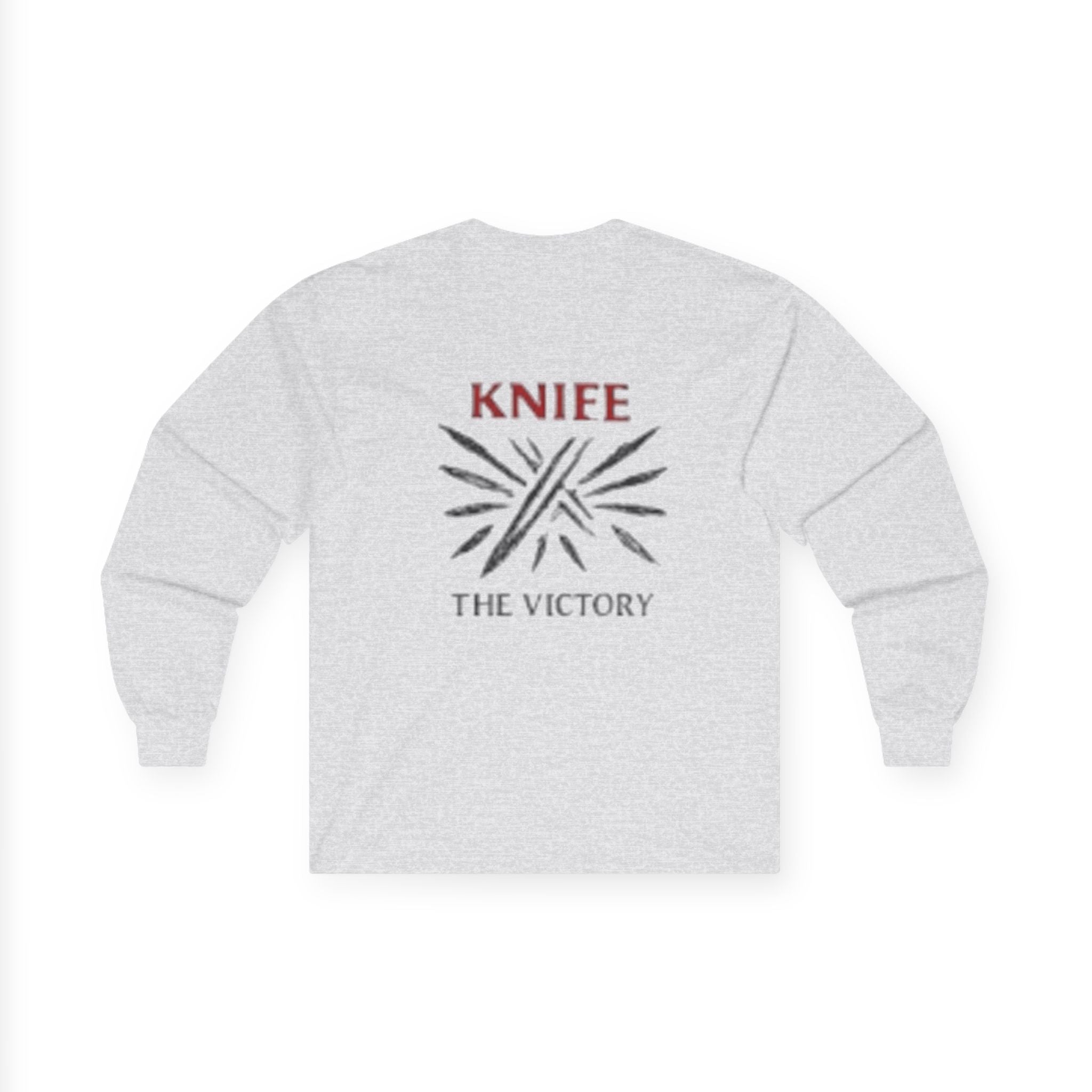 Trapmass Knife The Victory Long Sleeve Tee — Gothic Crest Graphic Shirt
