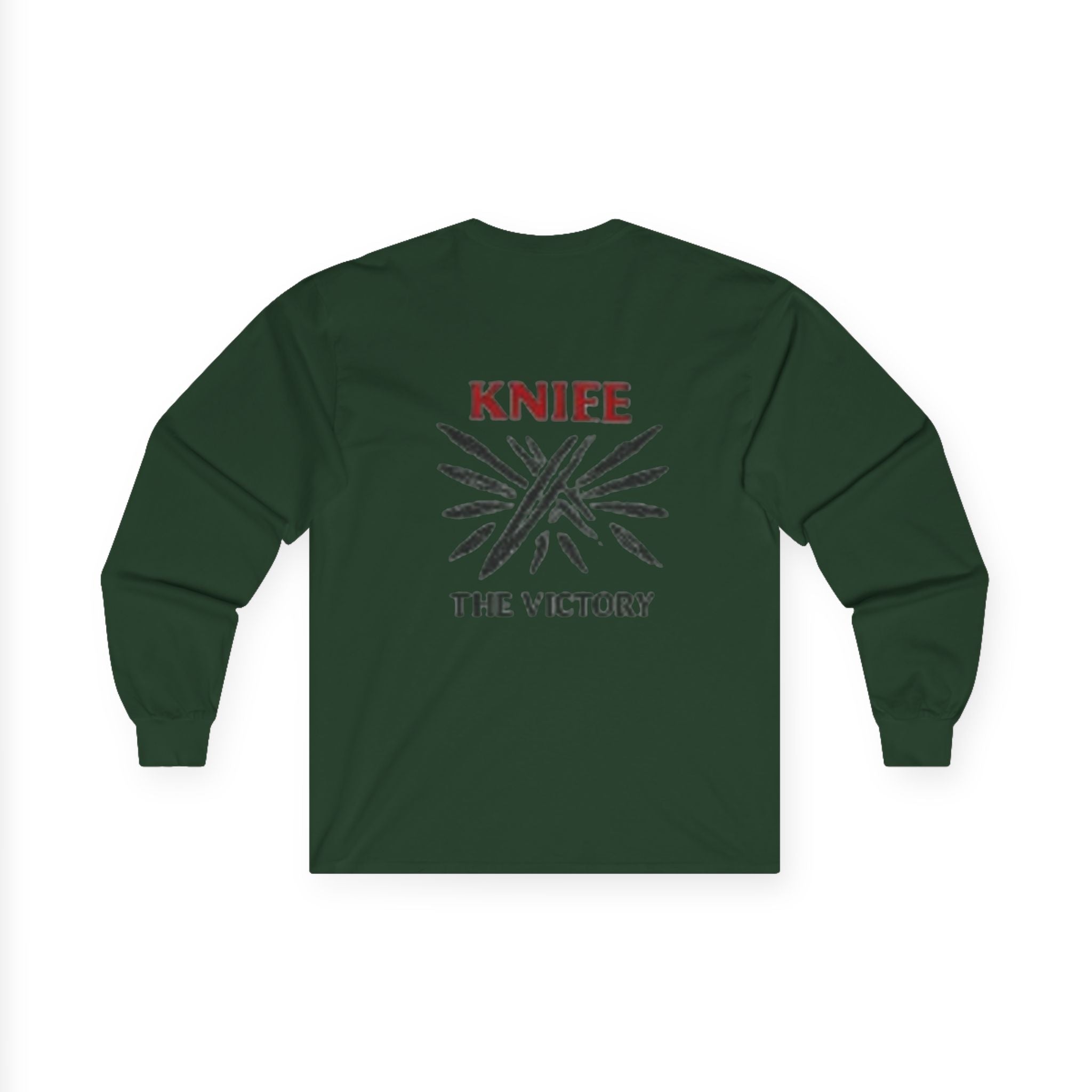 Trapmass Knife The Victory Long Sleeve Tee — Gothic Crest Graphic Shirt