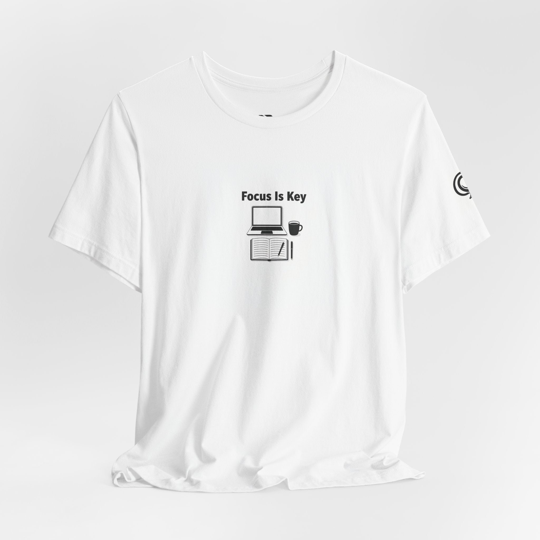 Focus Is Key Tee | WFH TRAPMASS workspace tee, minimal motivational typography