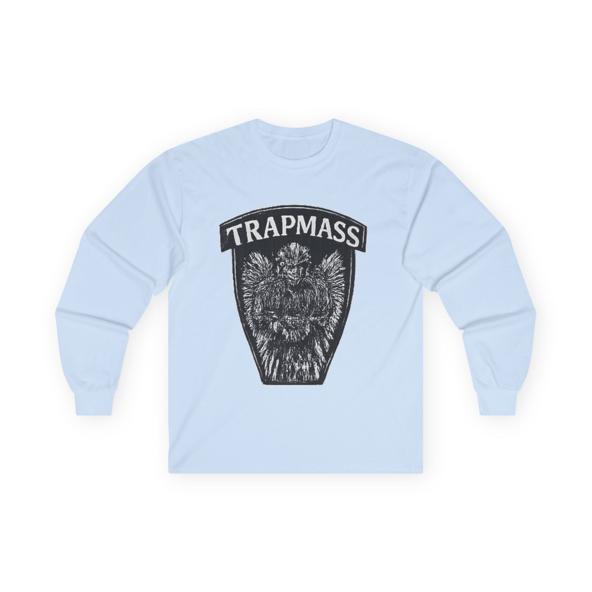 Trapmass Knife The Victory Long Sleeve Tee — Gothic Crest Graphic Shirt