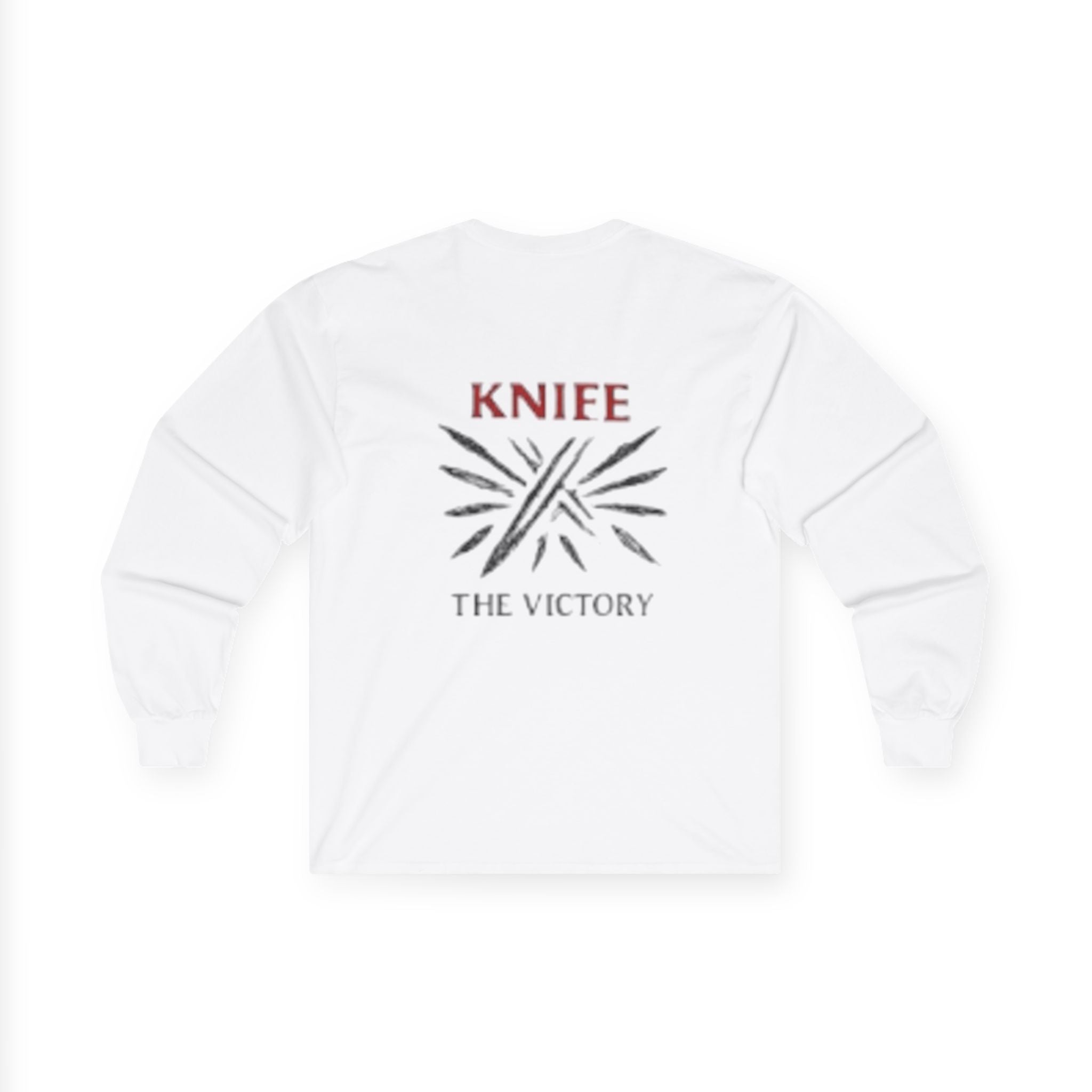 Trapmass Knife The Victory Long Sleeve Tee — Gothic Crest Graphic Shirt
