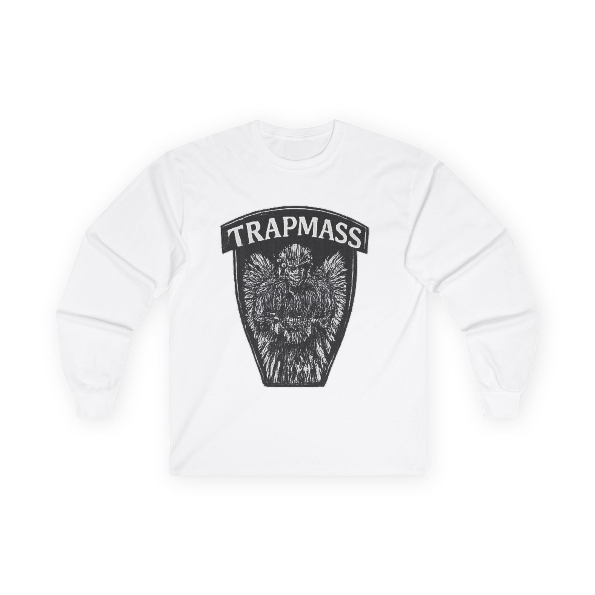 Trapmass Knife The Victory Long Sleeve Tee — Gothic Crest Graphic Shirt