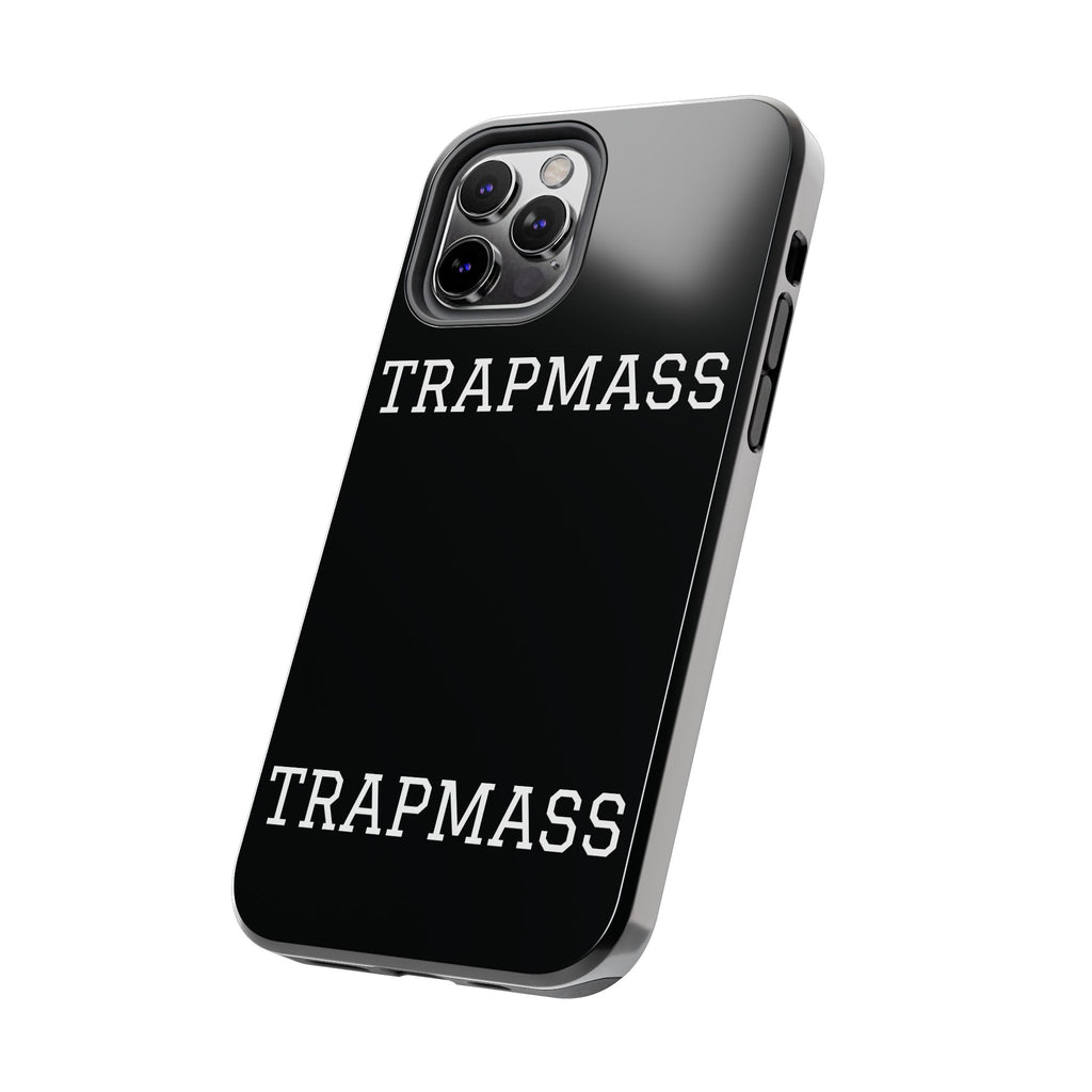 TRAPMASS Bold Text Tough Phone Case — Durable Black Protective Cover for Hip Hop Fans