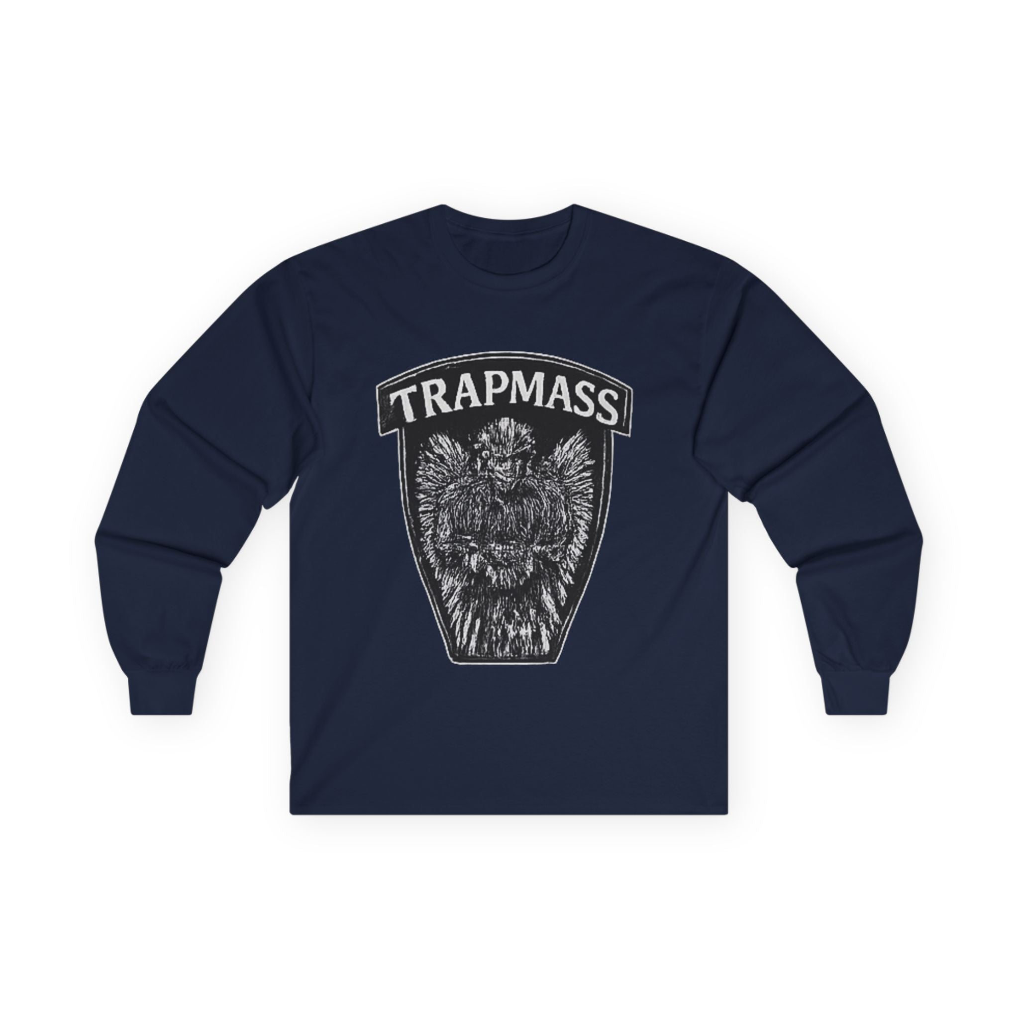 Trapmass Knife The Victory Long Sleeve Tee — Gothic Crest Graphic Shirt