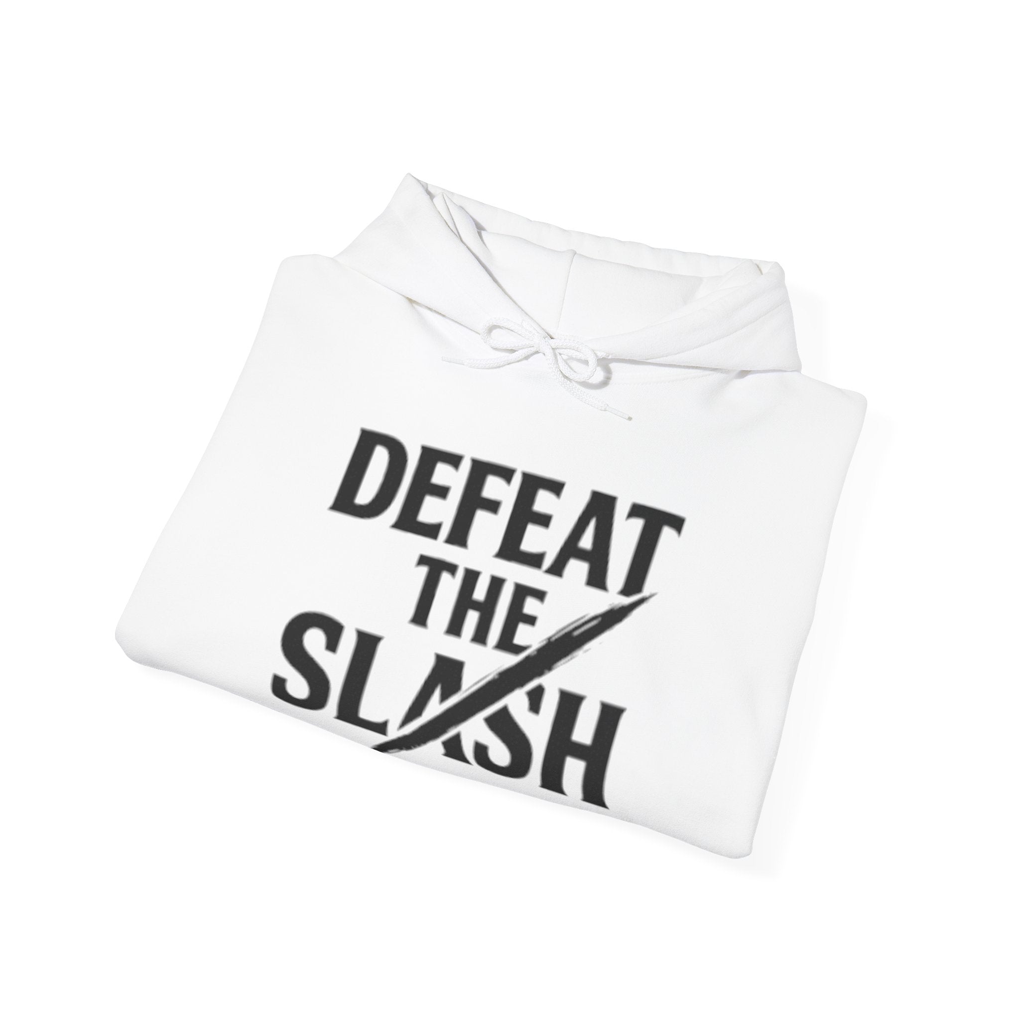 Defeat the Slash Hoodie – Graphic Streetwear Pullover (TrapMass Logo)