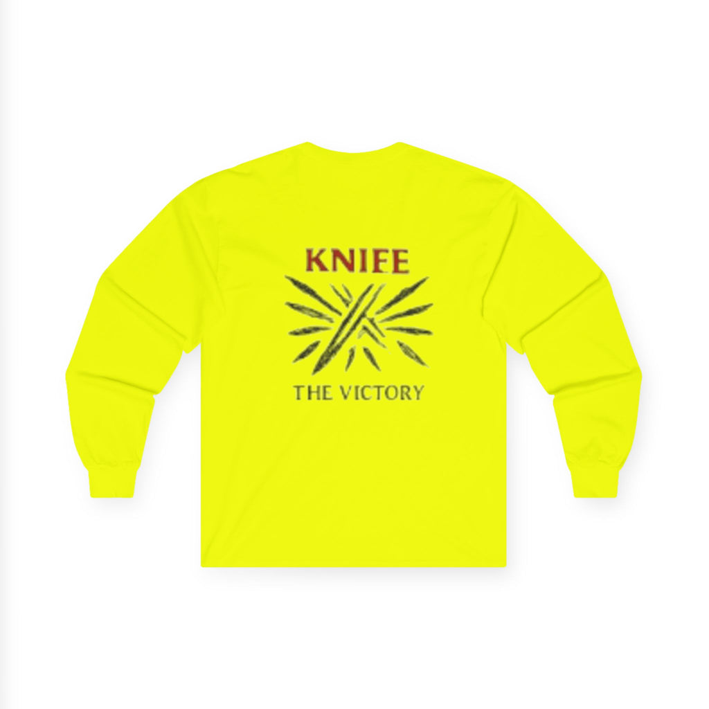 Trapmass Knife The Victory Long Sleeve Tee — Gothic Crest Graphic Shirt