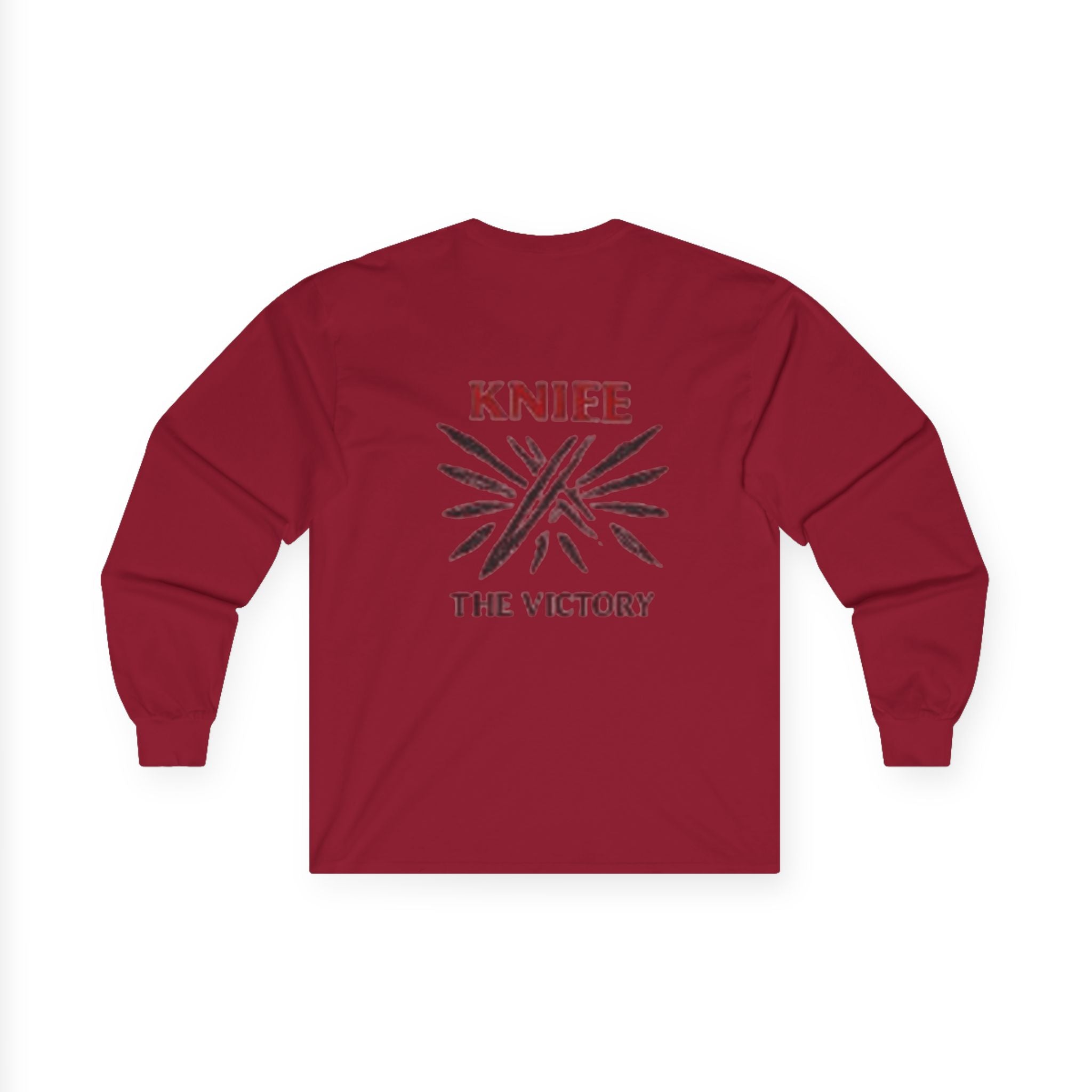 Trapmass Knife The Victory Long Sleeve Tee — Gothic Crest Graphic Shirt