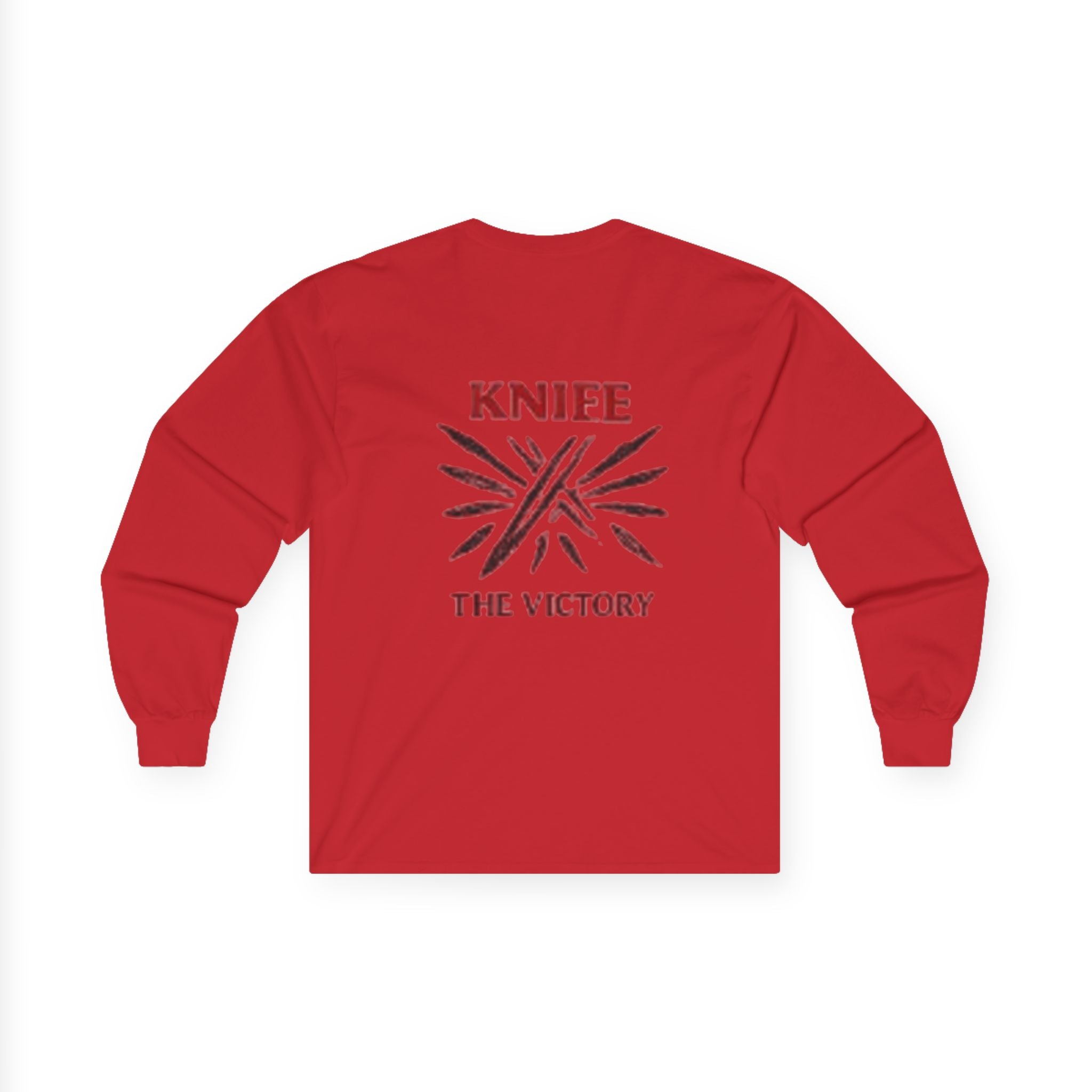 Trapmass Knife The Victory Long Sleeve Tee — Gothic Crest Graphic Shirt