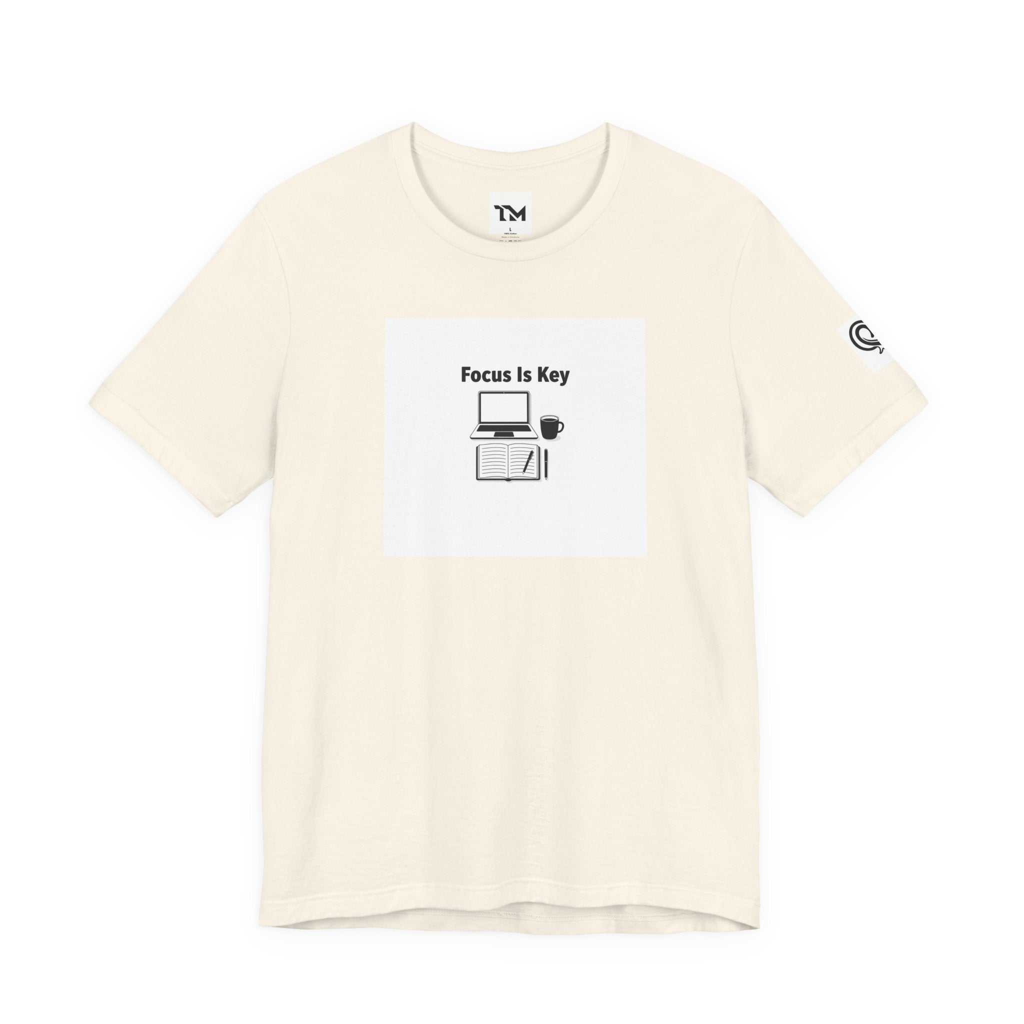 Focus Is Key Tee | WFH TRAPMASS workspace tee, minimal motivational typography