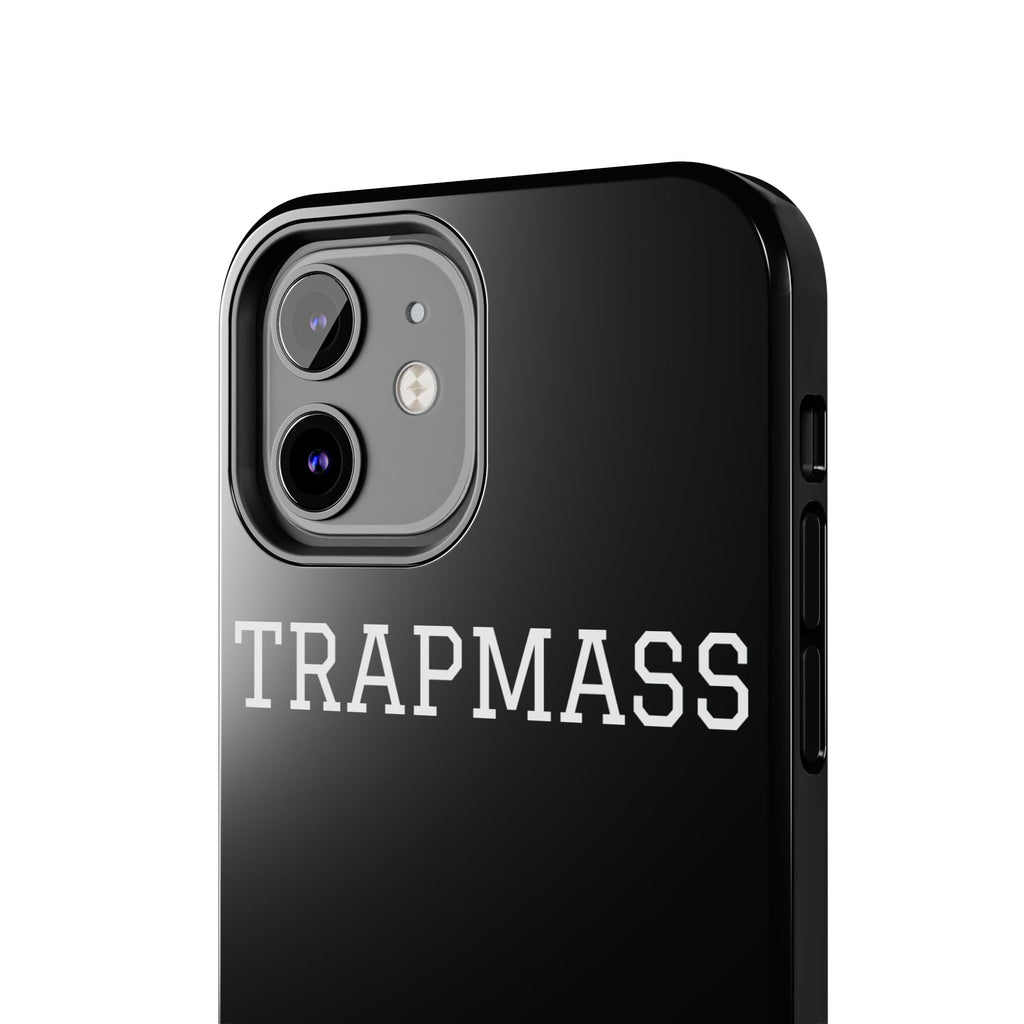 TRAPMASS Bold Text Tough Phone Case — Durable Black Protective Cover for Hip Hop Fans