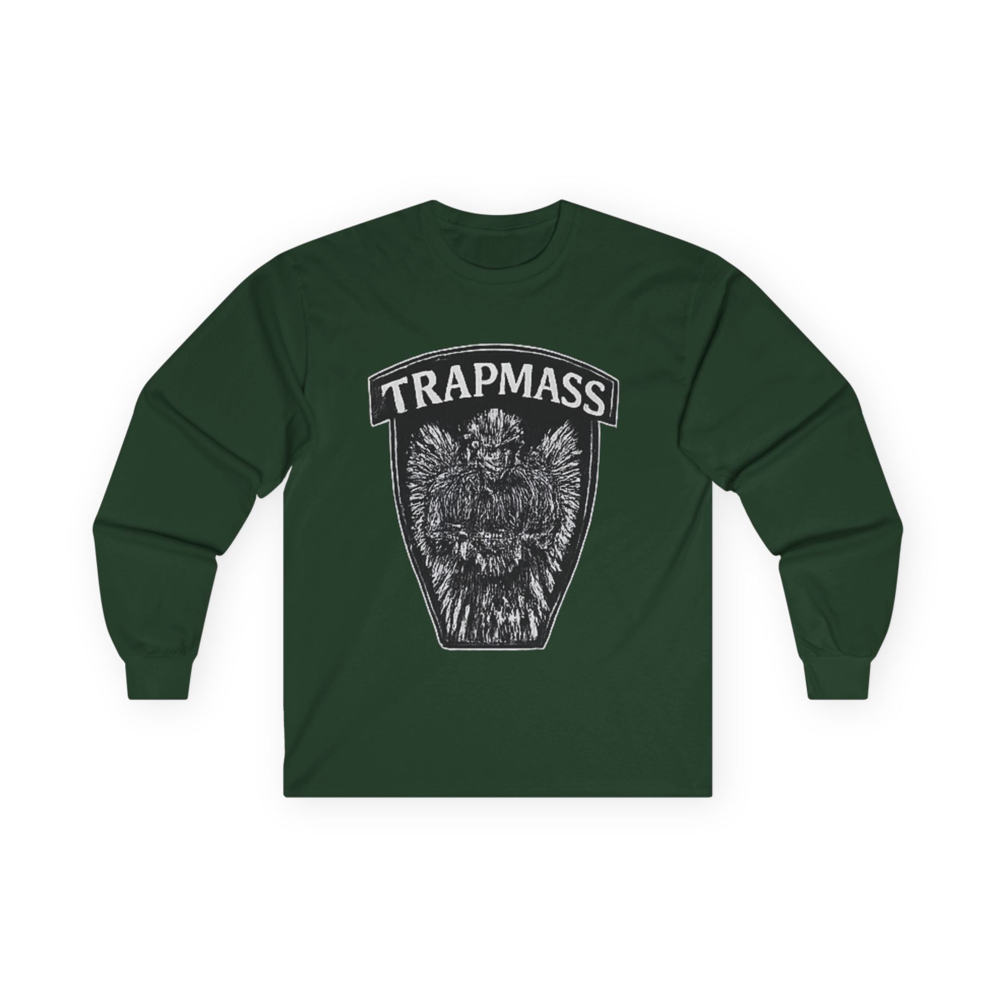Trapmass Knife The Victory Long Sleeve Tee — Gothic Crest Graphic Shirt