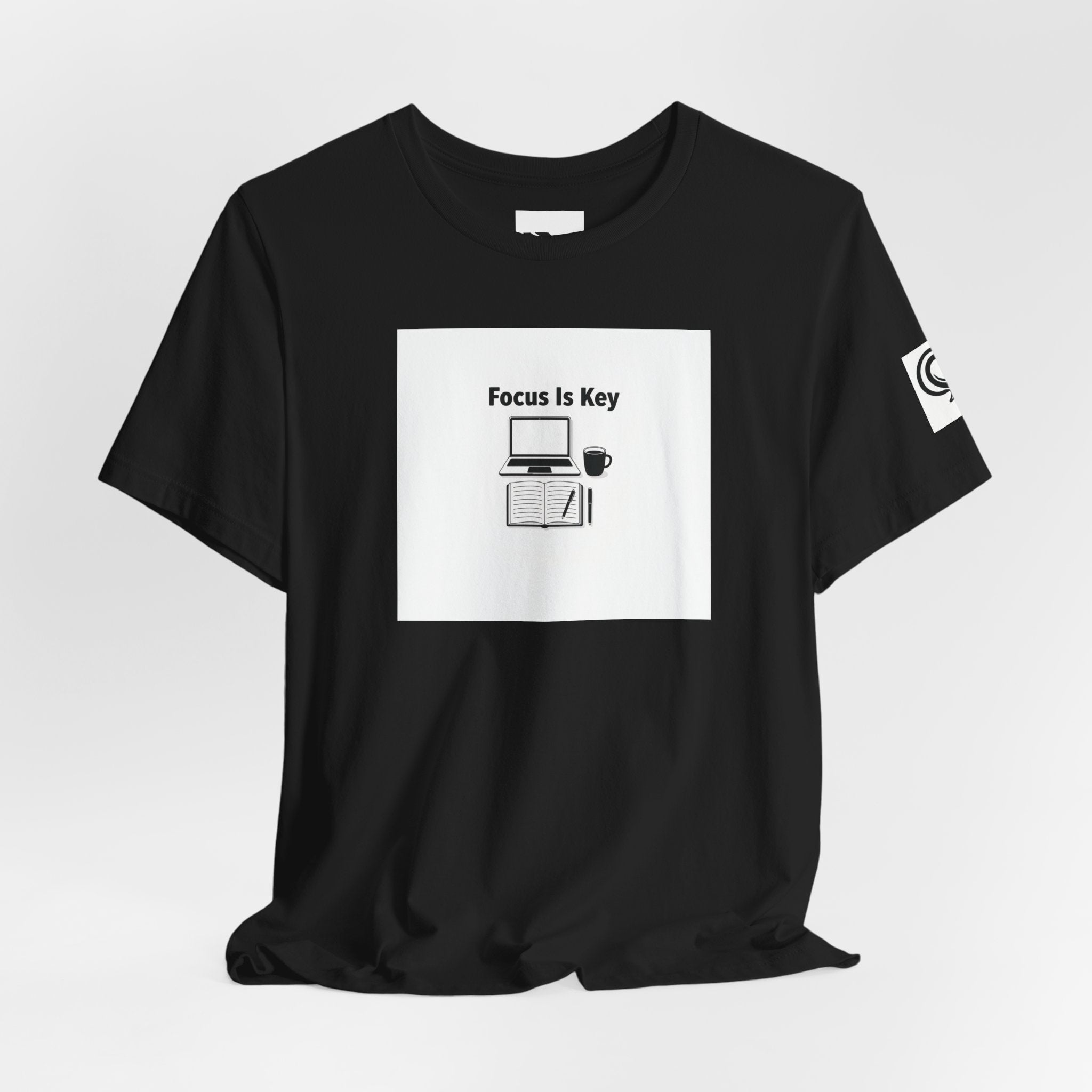 Focus Is Key Tee | WFH TRAPMASS workspace tee, minimal motivational typography