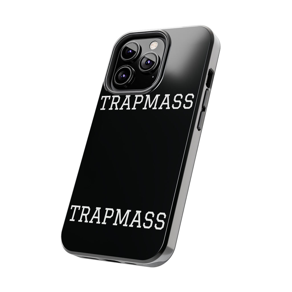 TRAPMASS Bold Text Tough Phone Case — Durable Black Protective Cover for Hip Hop Fans