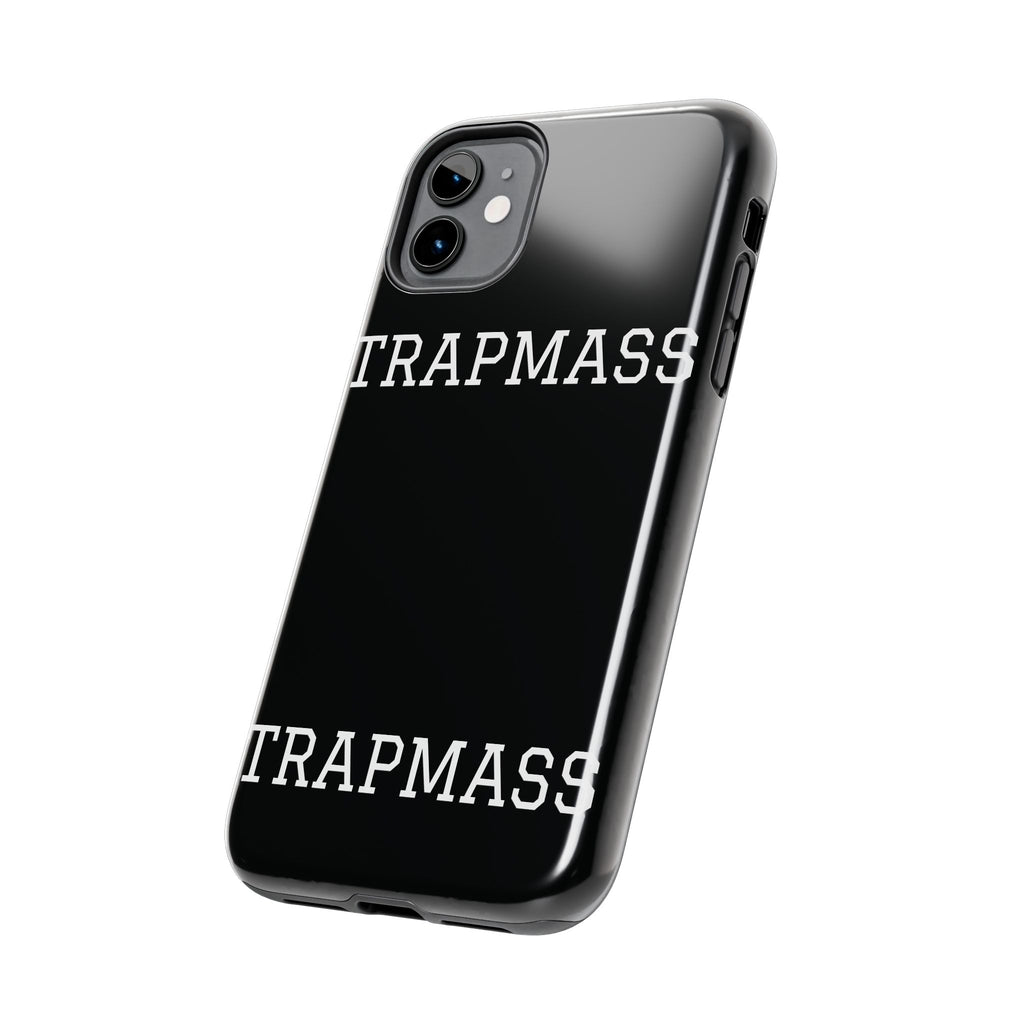TRAPMASS Bold Text Tough Phone Case — Durable Black Protective Cover for Hip Hop Fans