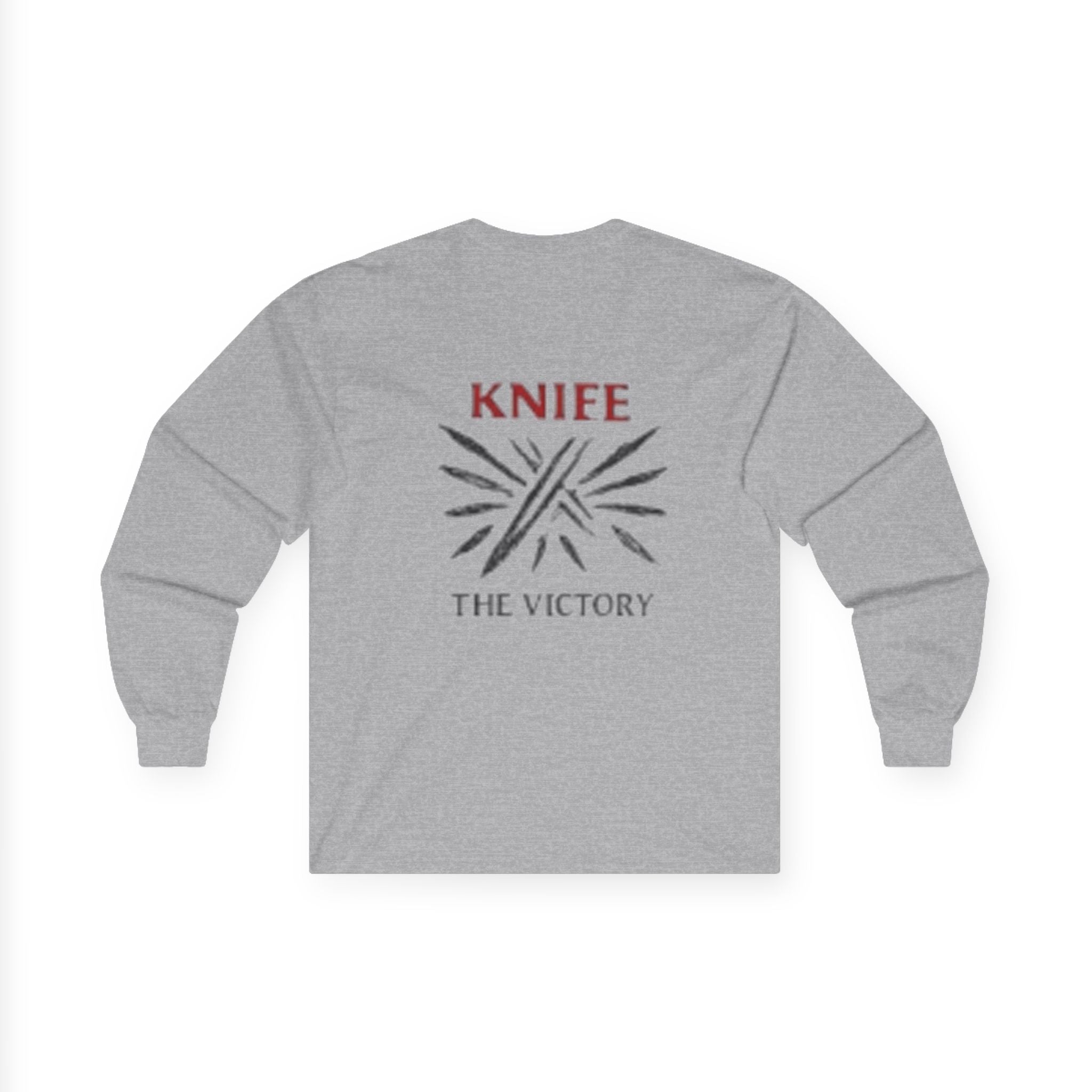 Trapmass Knife The Victory Long Sleeve Tee — Gothic Crest Graphic Shirt