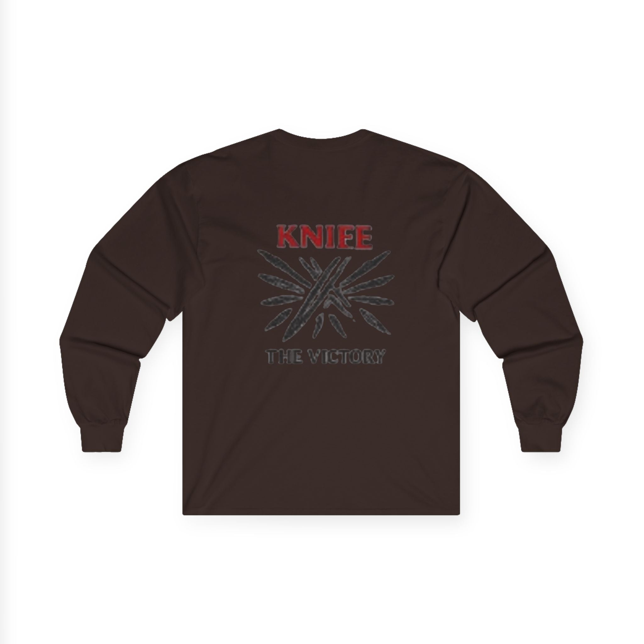 Trapmass Knife The Victory Long Sleeve Tee — Gothic Crest Graphic Shirt