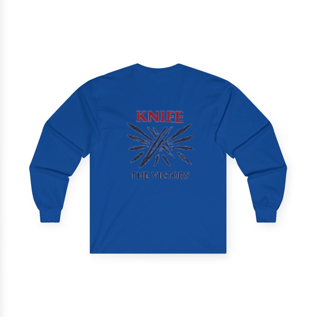 Trapmass Knife The Victory Long Sleeve Tee — Gothic Crest Graphic Shirt