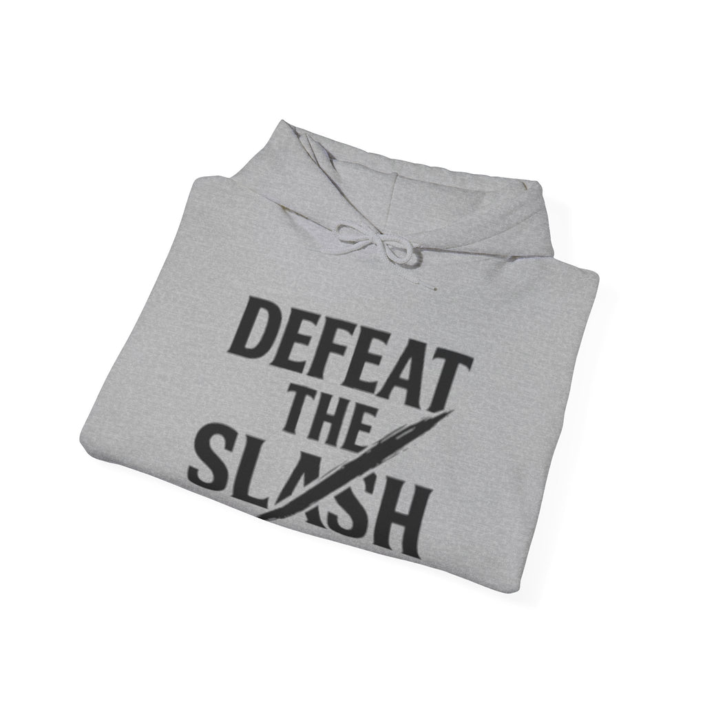 Defeat the Slash Hoodie – Graphic Streetwear Pullover (TrapMass Logo)