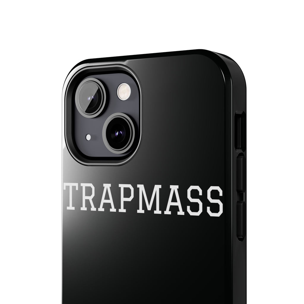 TRAPMASS Bold Text Tough Phone Case — Durable Black Protective Cover for Hip Hop Fans