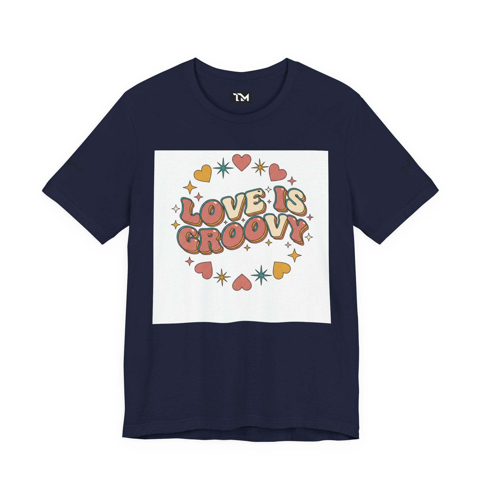Love Is Groovy T-Shirt | Retro Valentine 70s Bubble Font, Dusty Rose Teal