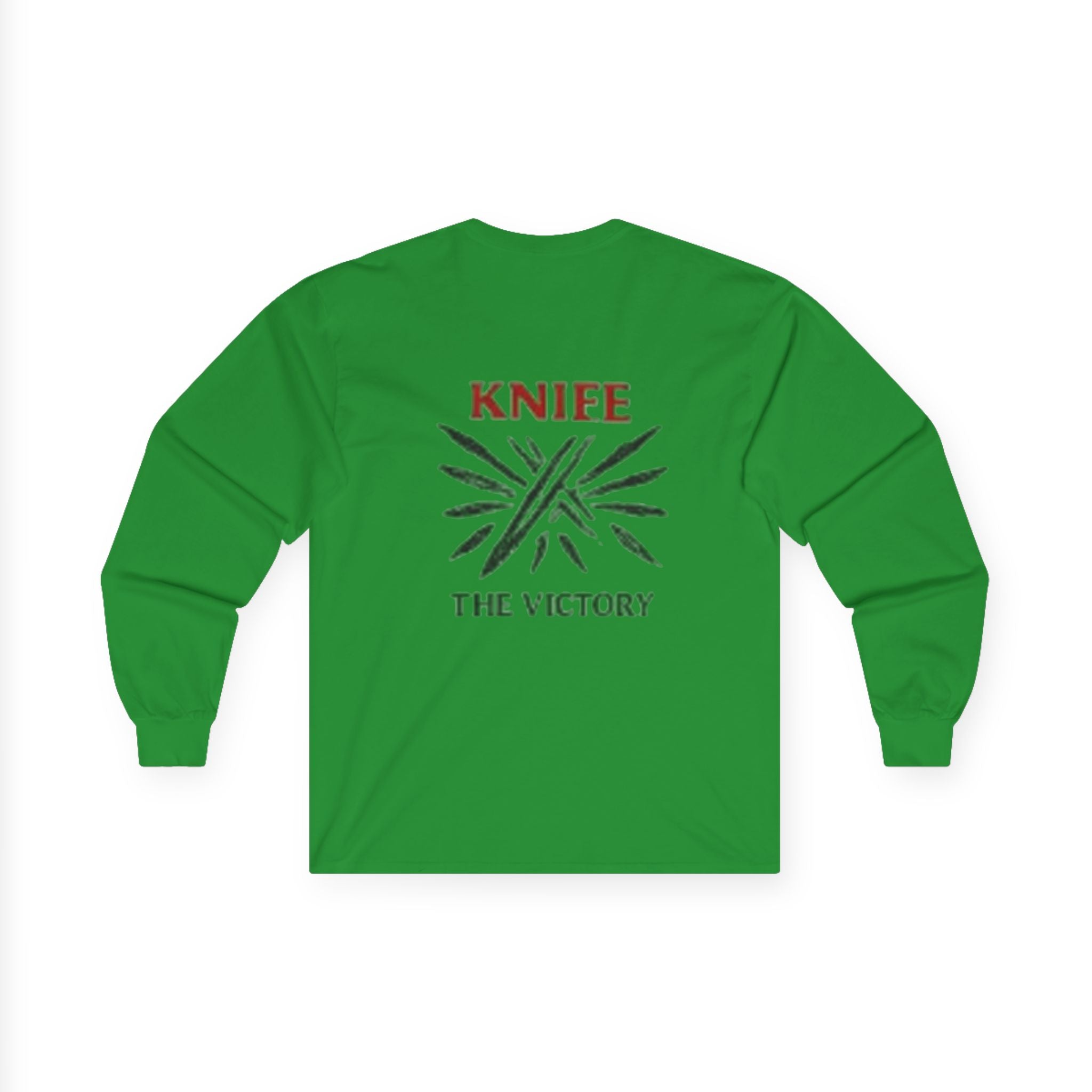 Trapmass Knife The Victory Long Sleeve Tee — Gothic Crest Graphic Shirt