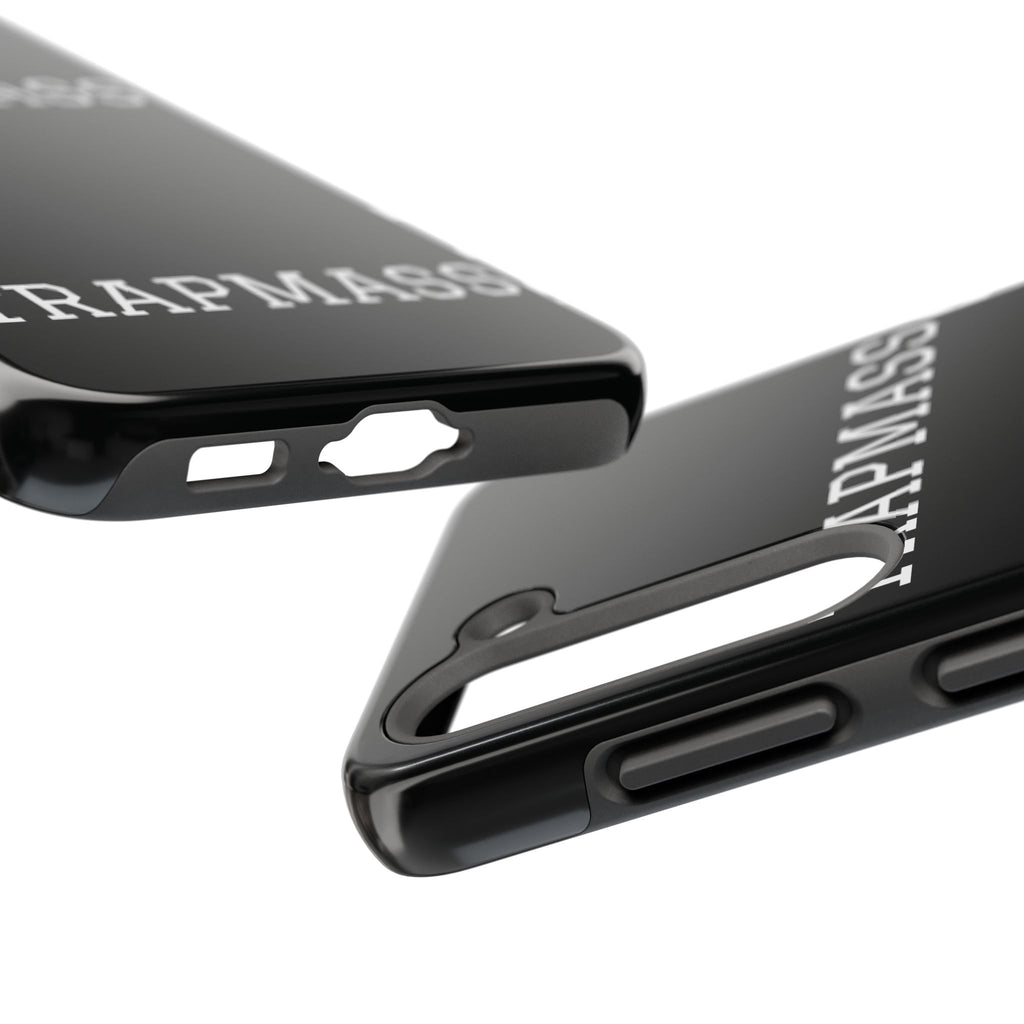 TRAPMASS Bold Text Tough Phone Case — Durable Black Protective Cover for Hip Hop Fans
