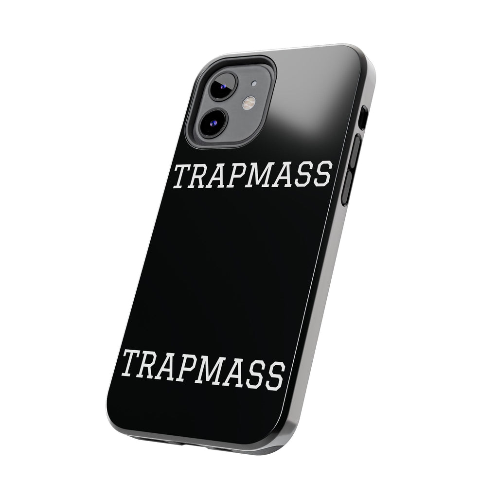 TRAPMASS Bold Text Tough Phone Case — Durable Black Protective Cover for Hip Hop Fans