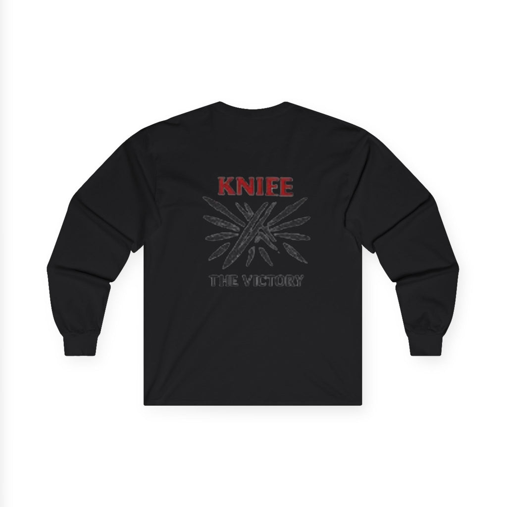 Trapmass Knife The Victory Long Sleeve Tee — Gothic Crest Graphic Shirt