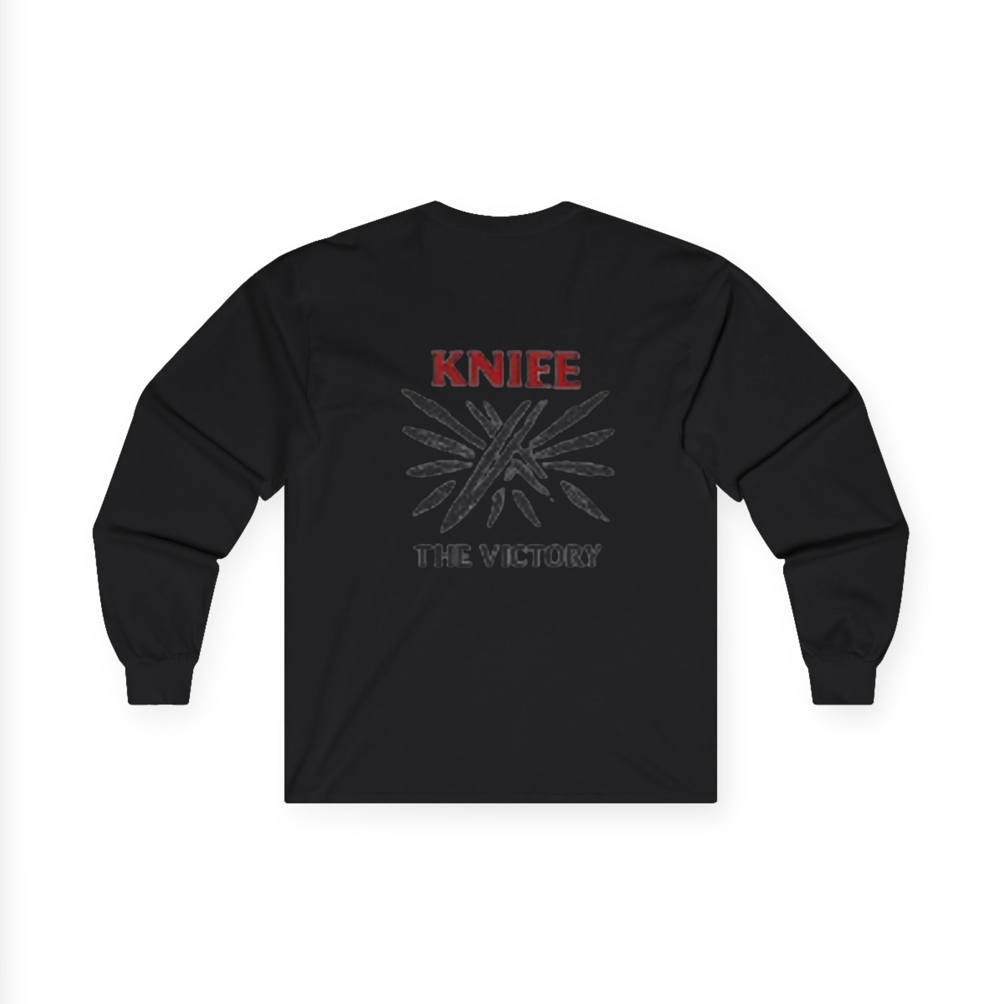 Trapmass Knife The Victory Long Sleeve Tee — Gothic Crest Graphic Shirt