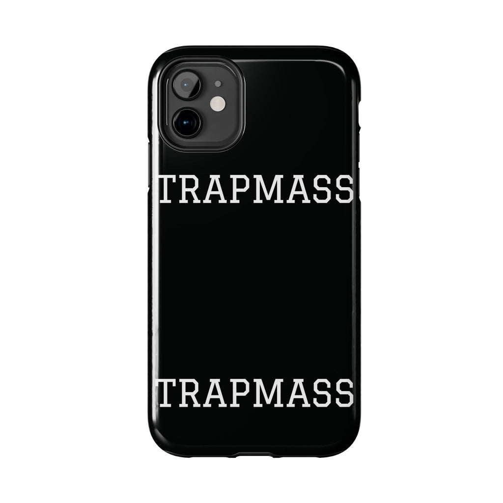 TRAPMASS Bold Text Tough Phone Case — Durable Black Protective Cover for Hip Hop Fans