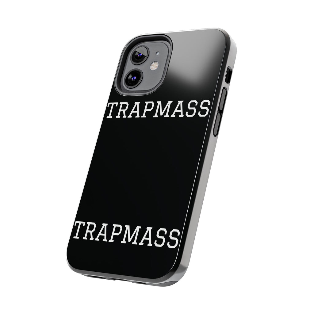 TRAPMASS Bold Text Tough Phone Case — Durable Black Protective Cover for Hip Hop Fans