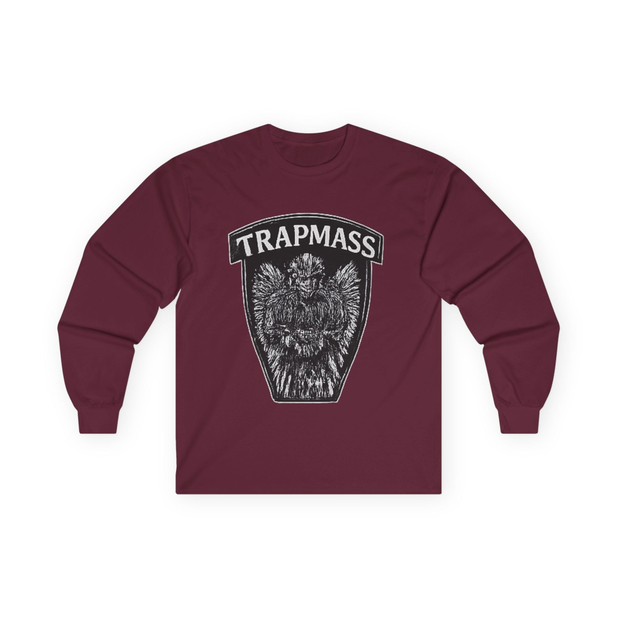 Trapmass Knife The Victory Long Sleeve Tee — Gothic Crest Graphic Shirt