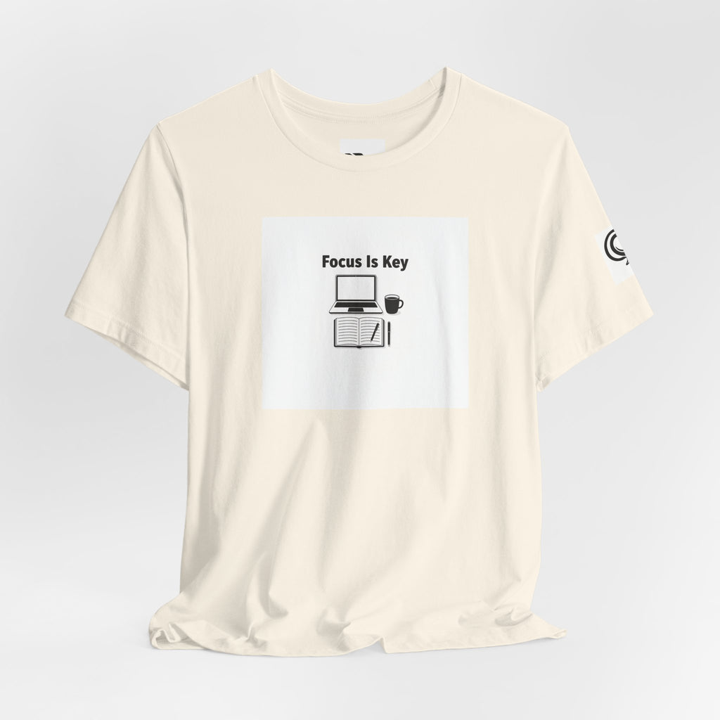 Focus Is Key Tee | WFH TRAPMASS workspace tee, minimal motivational typography