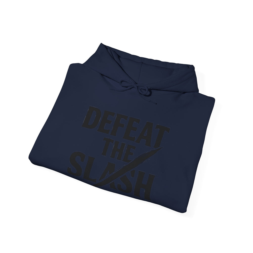 Defeat the Slash Hoodie – Graphic Streetwear Pullover (TrapMass Logo)