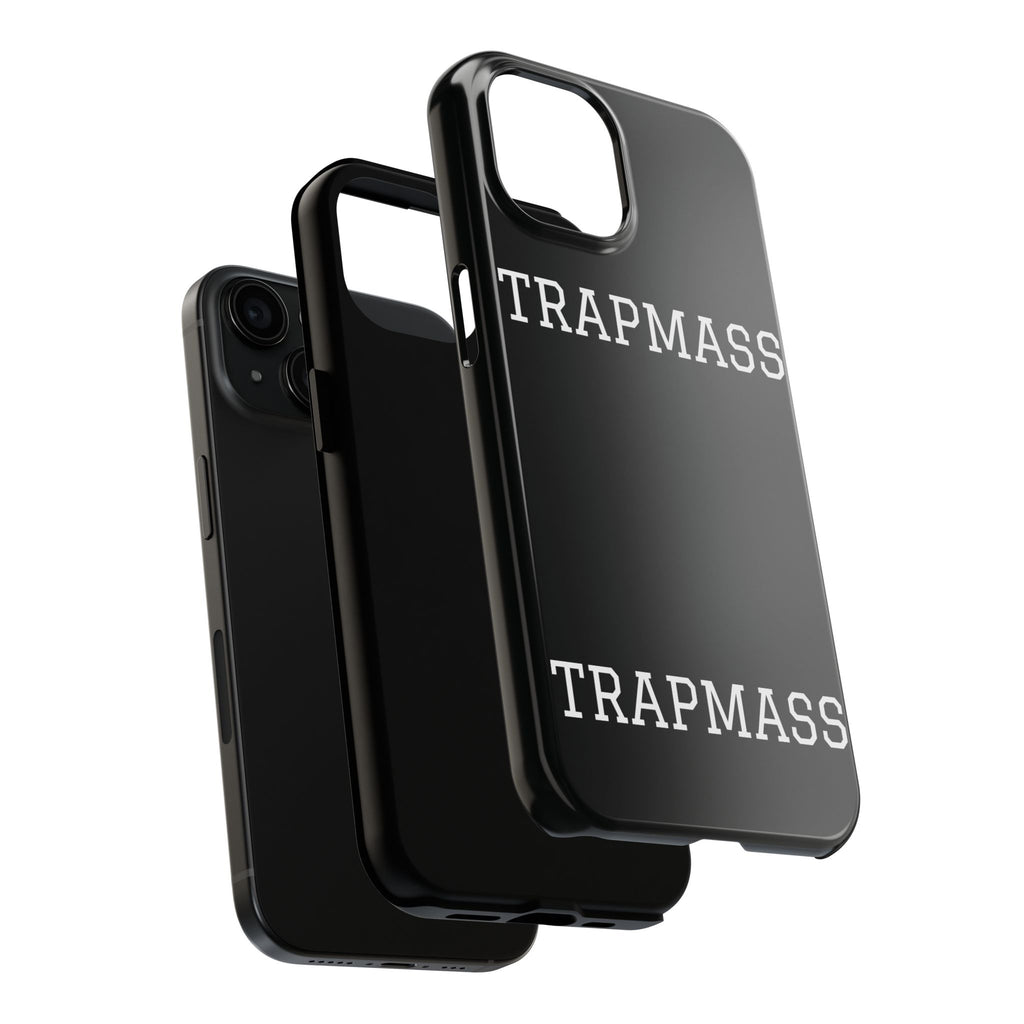 TRAPMASS Bold Text Tough Phone Case — Durable Black Protective Cover for Hip Hop Fans
