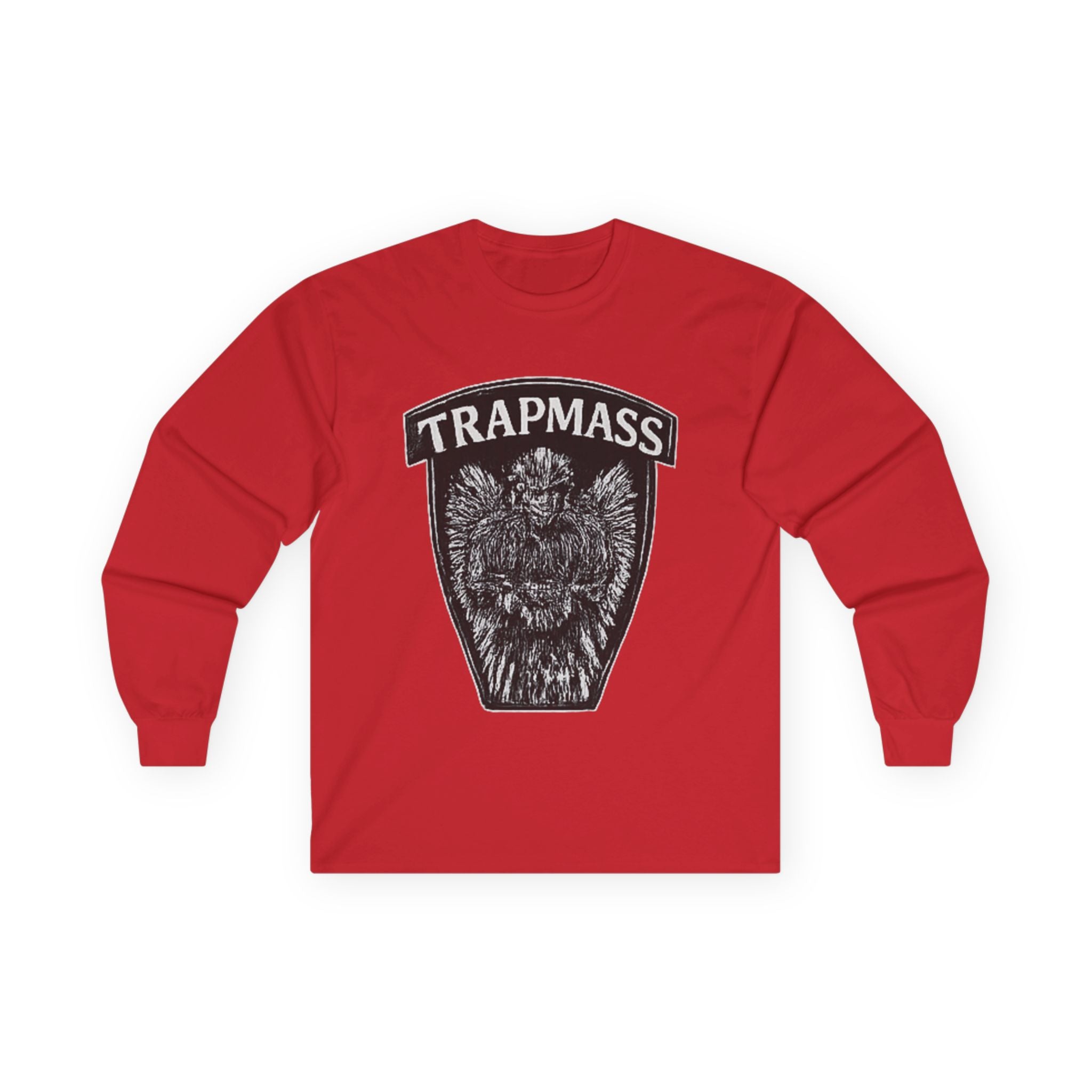 Trapmass Knife The Victory Long Sleeve Tee — Gothic Crest Graphic Shirt