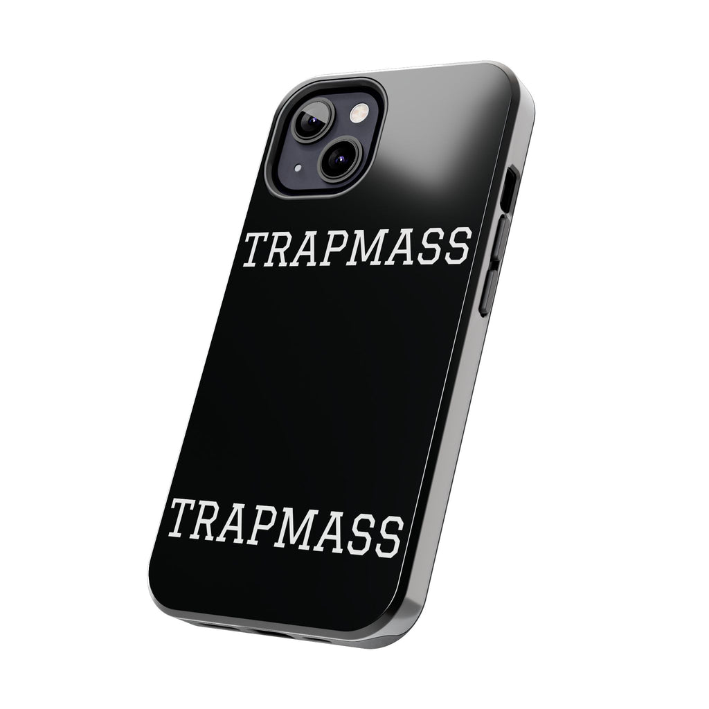 TRAPMASS Bold Text Tough Phone Case — Durable Black Protective Cover for Hip Hop Fans