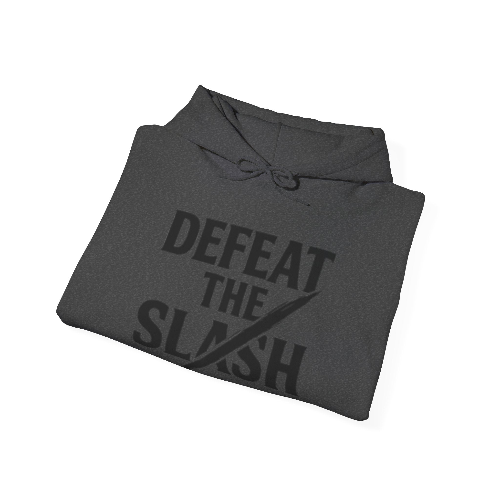 Defeat the Slash Hoodie – Graphic Streetwear Pullover (TrapMass Logo)