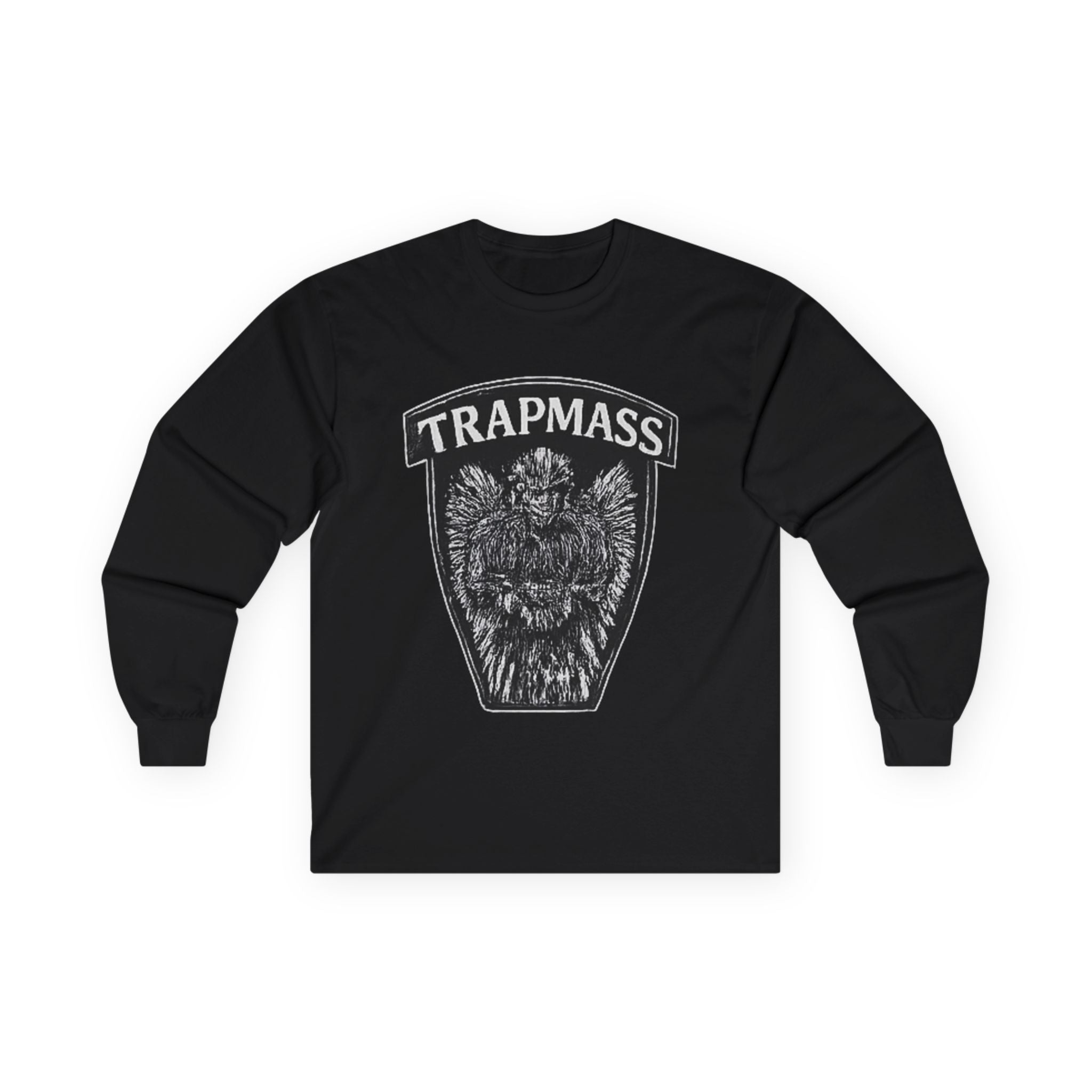Trapmass Knife The Victory Long Sleeve Tee — Gothic Crest Graphic Shirt